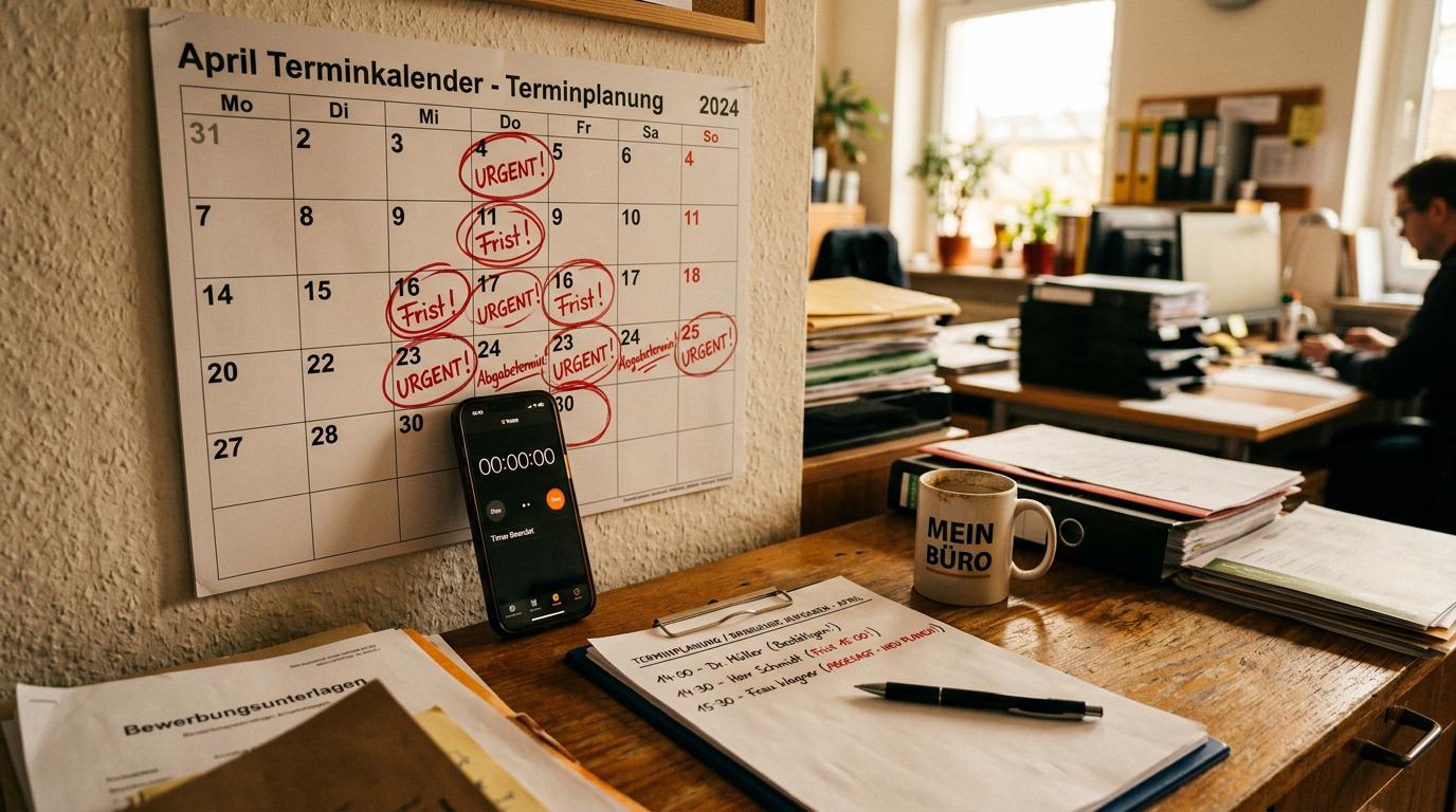 Zeitdruck und Terminplanung — Kalender mit markierten Terminen
