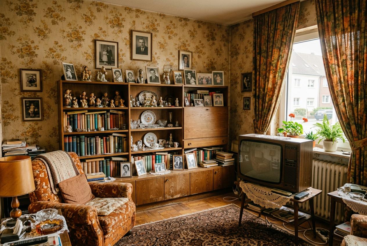 Erbfall Wohnung vorher - alte 70er Jahre Einrichtung